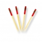 Preview: Bambus-Spieße, mit 3 Zacken, mit rot gefärbtes Ende, 9cm, 100% Chef, 100 St