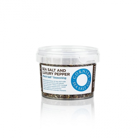 Cornish Sea Salt, Meersalzflocken mit schwarzem Pfeffer aus Cornwall/England, 60g