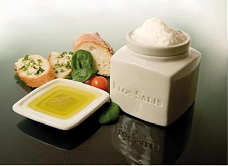 Tisch-Salz-Gefäß "Flos Salis®", groß, Flor de Sal-Auslese &Olivenöldippschälchen, 225g, 2 tlg.