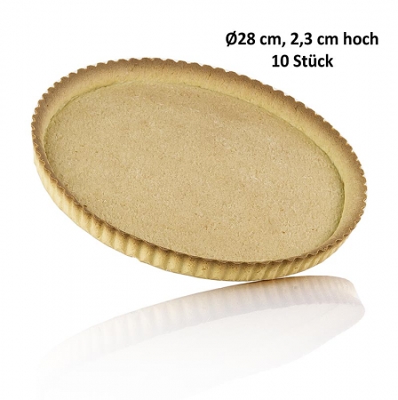 Dessert Tartelettes Sablee, rund, ø 28cm, 2,3cm hoch, Butter-Mürbeteig, Pidy, 3,5 kg, 10 St