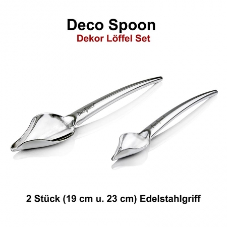 Preview: Deco Spoon, Dekor Löffel Set, 19 & 23cm, Edelstahlgriff, 2 tlg.