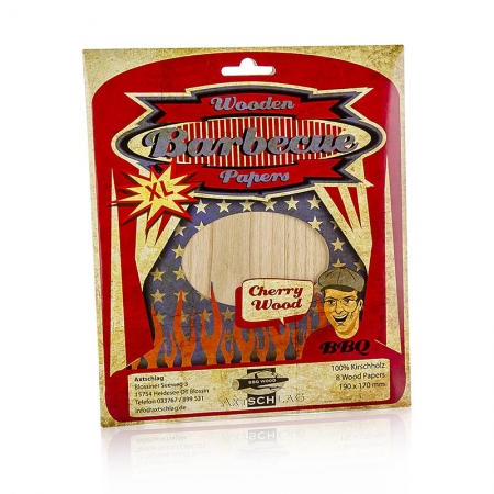 Grill BBQ - Wood Papers Wraps XL, Kirschholz (Cherry) 19x17cm (Papierrinde), 8 St