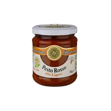 Pesto Rosso, Sauce mit Basilikum, Tomaten und Nüssen, Venturino, 180g