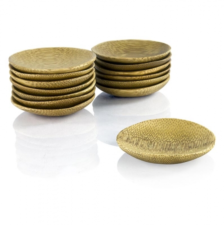Mehrweg Bambusschalen, flach und massiv, rund, ø 6cm, 50 St