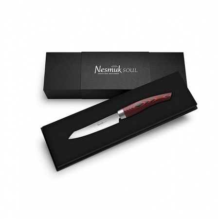 Preview: Nesmuk Soul 3.0 Office-/Schälmesser, 90mm, Edelstahlzwinge, Griff Micarta rot, 1 St