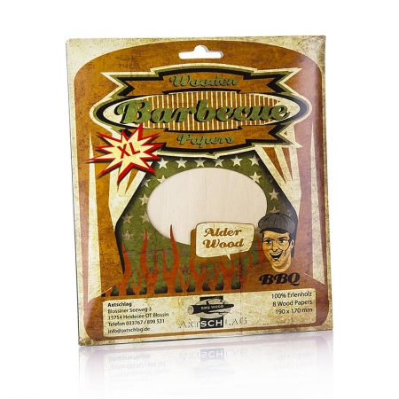 Grill BBQ - Wood Papers Wraps XL, Erlenholz (Alder), 19x17cm (Papierrinde), 8 St