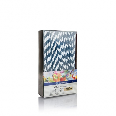 Papier Trinkhalme "Streifen", schwarz-weiß, 19,7cm, 100 St