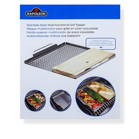 Grillzubehör - Gemüsekorb mit Zedernholz-Räucherbrett, Edelstahl, Napoleon, 1 St