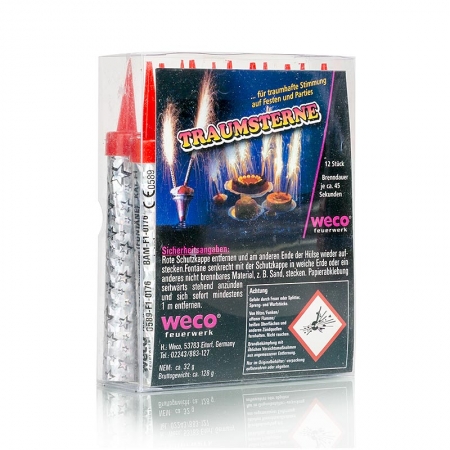 Preview: Tischfeuerwerk Silber-Traumsterne, Brenndauer ca. 45 Sekunden, 12 St