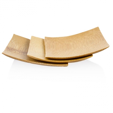 Preview: Mehrweg Bambusschalen, flach und massiv, quadratisch mit schwarzer Kante, 6x6cm, 10 St