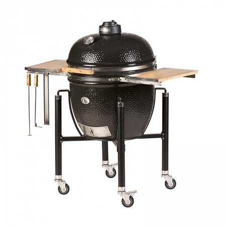 Preview: Monolith - Grill LE CHEF, black, Keramikkohlegrill + Seitenablage+ Zubehör, 1 St