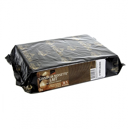 Gianduja Noisette lait - helle Volllmilch-Haselnuss-Couverture, Block, 3 kg