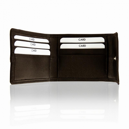 Preview: Kreditkartenetui für 6 KK, mit Druckknopf, Stör-/Rinderleder, braun, 11x9x2cm, 1 St