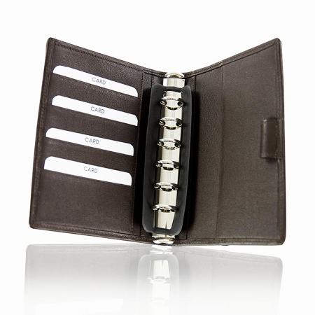 Preview: Ringbuch, A6, Stör-/Rinderleder, braun, 16,5x12,5cm, 1 St