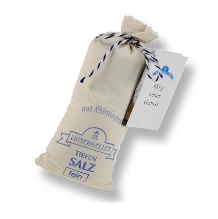 Preview: Luisenhaller Tiefensalz, fein, im nostalgischen Leinensäckchen, 300g