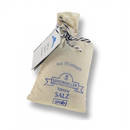 Preview: Luisenhaller Tiefensalz - Salzmühlensalz, grob, im nostalgischen Leinensäckchen, 300g