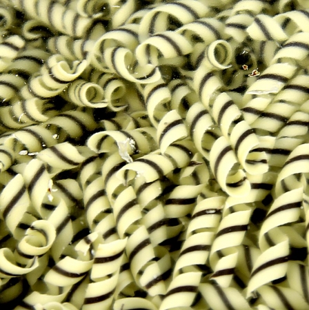 Preview: Deko-Aufleger "Tornado" - Lockenform, weiße/dunkle Schokolade, ca. 10x55mm, 800g