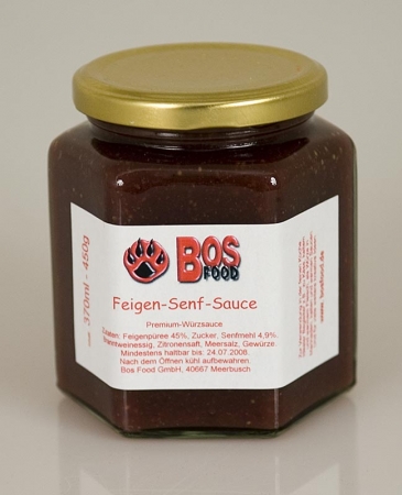 BOS FOOD Feigen-Senf-Sauce, eigene Kreation mit roten Feigen, 370 ml