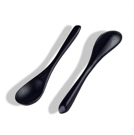 Mehrweg Bambuskaffeelöffel, spülmaschinengeeignet, schwarz, 9cm lang, 50 St