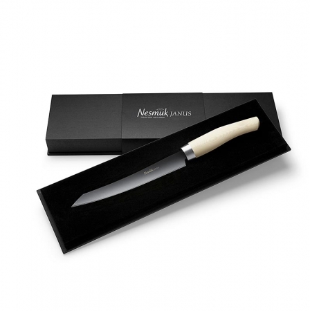 Preview: Nesmuk Janus 5.0 Slicer, 160mm, Edelstahlzwinge, Griff Micarta weiß, 1 St
