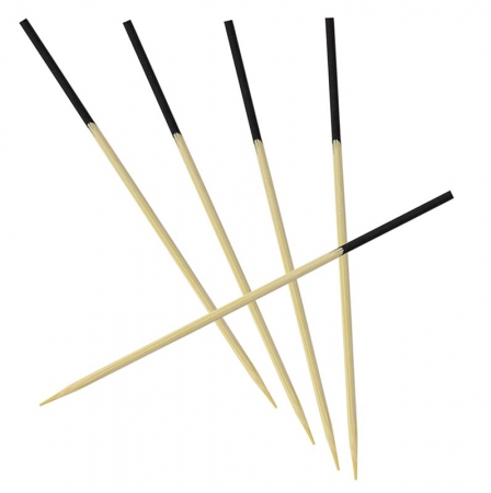 Holz-Spieße, mit schwarz gefärbtem Ende, 9cm, 500 St