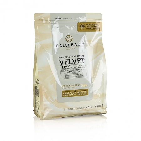Weiße Schokolade "Velvet", Callets, 33% Kakaobutter, 23% Milch, 2,5 kg