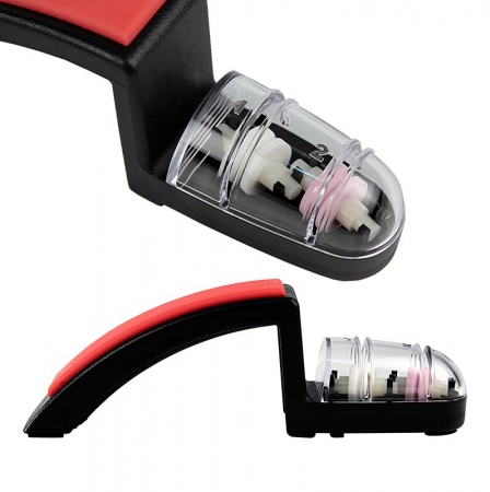 Preview: Mino Sharp Universal Messerschleifer/Keramikstein, rot-schwarz, klein, 220/BR, 1 St