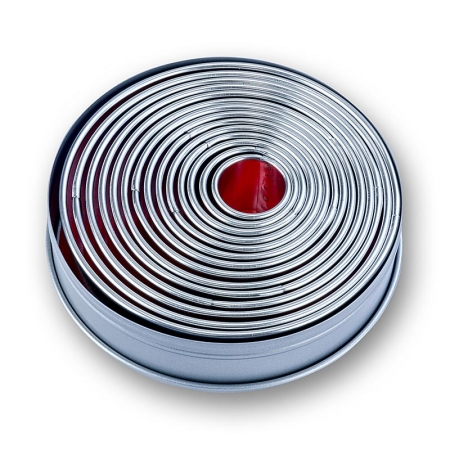 Preview: Blechausstecher Set, rund, glatt, ø 2,2 -12cm, 3cm hoch, 14 tlg.