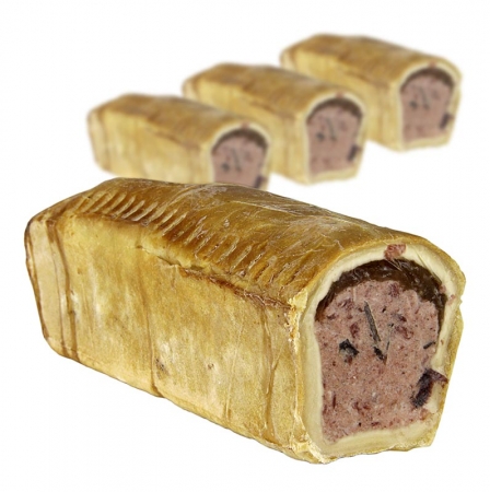 Hirsch Pâté, Farce vom Hirsch, mit Stücken und Nüssen, TK, 2 kg, 4 x 500g