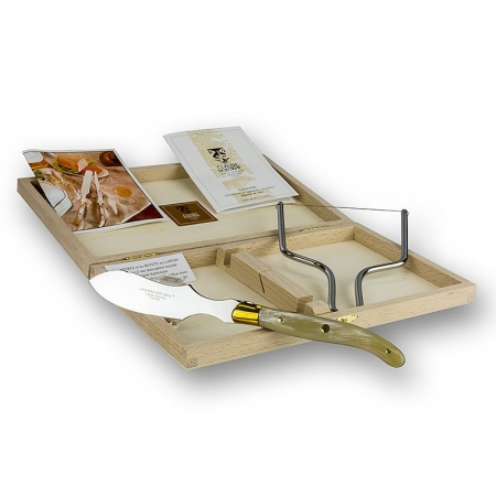 Stopfleber-Messer, Horngriff, mit Drahtmesser, Laguiole-Modell, in Holzbox, 1 St