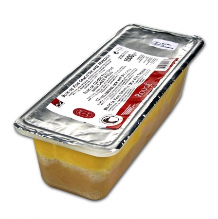 Gänseleberblock mit Stücken, 98% Foie Gras, Trapez, Halbkonserve, Rougié, 1 kg