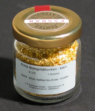 Gold - Blattgoldflocken, klein, 22 Karat, E175, 1g