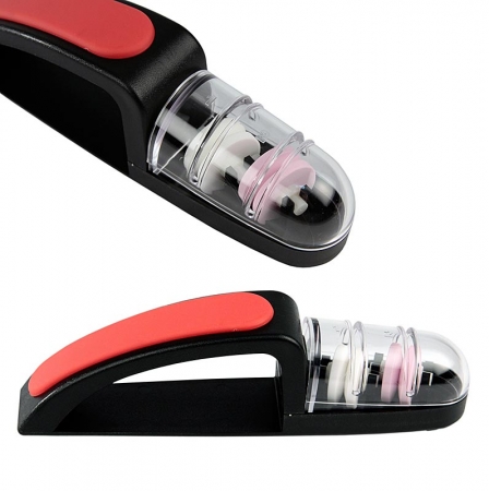 Preview: Mino Sharp Universal Messerschleifer/Keramikstein, rot-schwarz, groß, 440/BR, 1 St