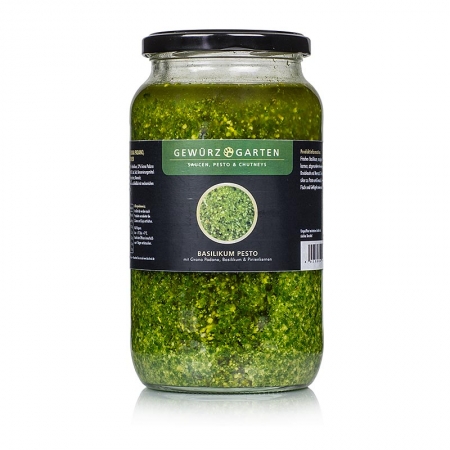 Gewürzgarten Basilikum Pesto, mit Basilikum, Pinienkernen, Grana Padano, 900 ml