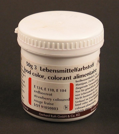 Lebensmittelfarbe, erdbeerrot, wasserlösliche Pulverfarbe, 9105, Ruth, 50g