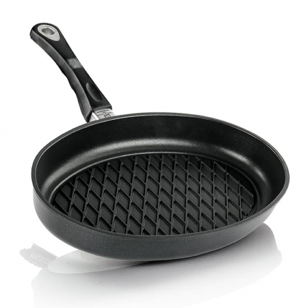 AMT Gastroguss, Grillpfanne, oval, mit BBQ-Rautenmuster 35x24cm, 1 St