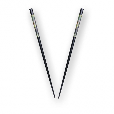 Sushi-Stäbchen, schwarz lackiert, mit edlem Dekor, 1 St