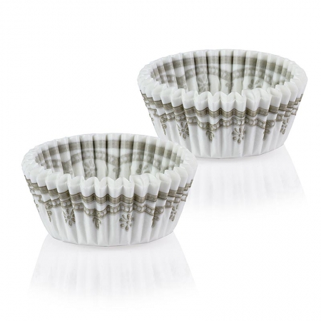 Papier Kapseln, weiß mit goldfarbenen Ornamenten, ø 35/52mm, 20mm hoch, 1.000 St