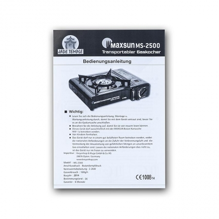 Gas-Kocher im Koffer mit Piezo Zünder, 1 St