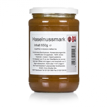 BOS FOOD Haselnuss-Mark, 100% Mark ohne Zusatzstoffe, 650g
