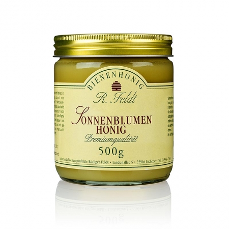 Sonnenblumen-Honig, sonnengelb, feincremig, mild aromatisch, 500g
