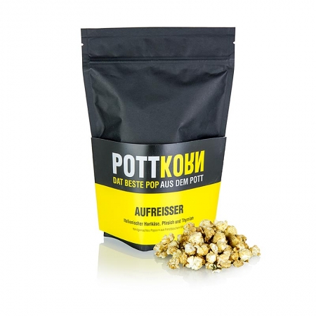 Pottkorn - Aufreisser, Popcorn mit Hartkäse, Pfirsich & Thymian, 150g