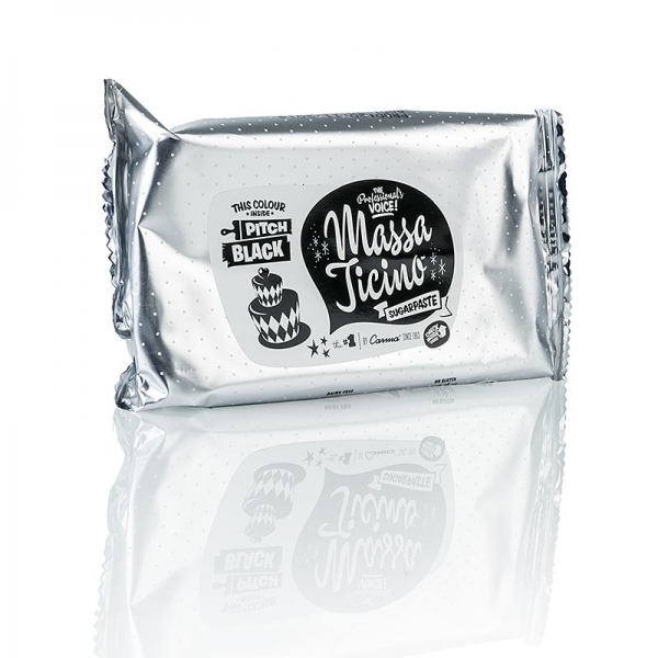 Massa Ticino - Tortengarniermasse, Pitch Black, Vegan, AZO-Frei, 250g