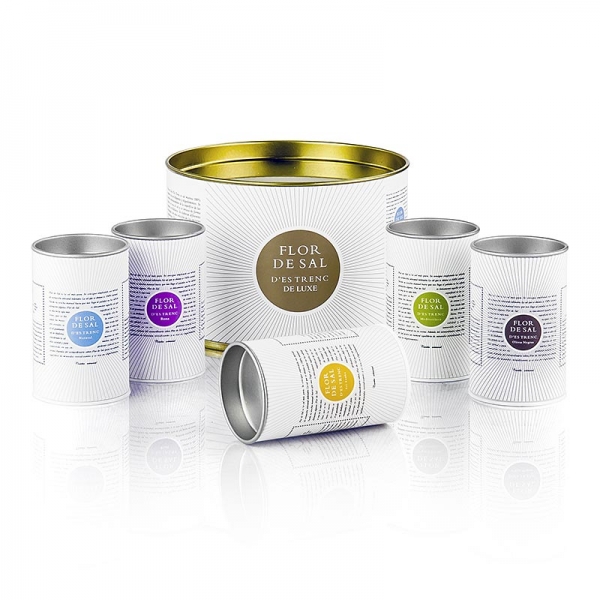 Flor de Sal aus Mallorca Set: Curry/Rose/Kräuter/Olive/Natur, Spanien, 250g, 5 x 50g