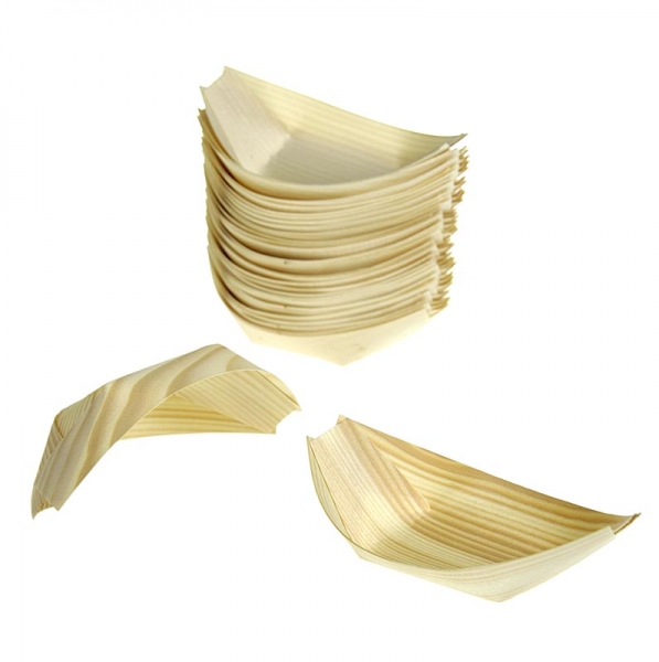 Einweg Boot aus Holz, 7cm, hitzebeständig bis 180° C, 50 St