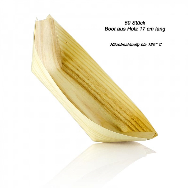 Einweg Boot aus Holz, 17cm, hitzebeständig bis 180° C, 50 St