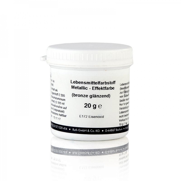 Lebensmittelfarbe, Metallic Bronze, für Glanz und Glitzer-Bronzeeffekt, Ruth, 20g