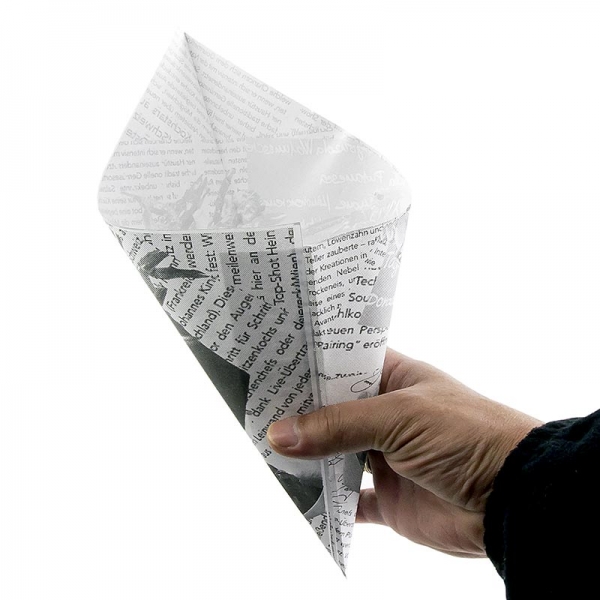 Fish & Chips-/Pommes Frites-Tüten, mit Zeitungspapierdruck, 21cm, 1.050 St