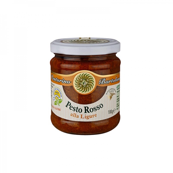 Pesto Rosso, Sauce mit Basilikum, Tomaten und Nüssen, Venturino, 180g