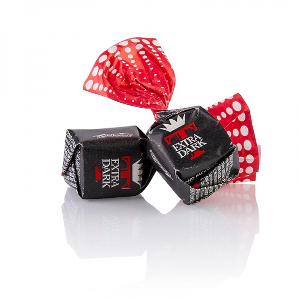 Mini Trüffelpralinen - Dolce d´Alba, extra dunkle Schokolade, ca.7g, schwarz/rot, 2,5 kg